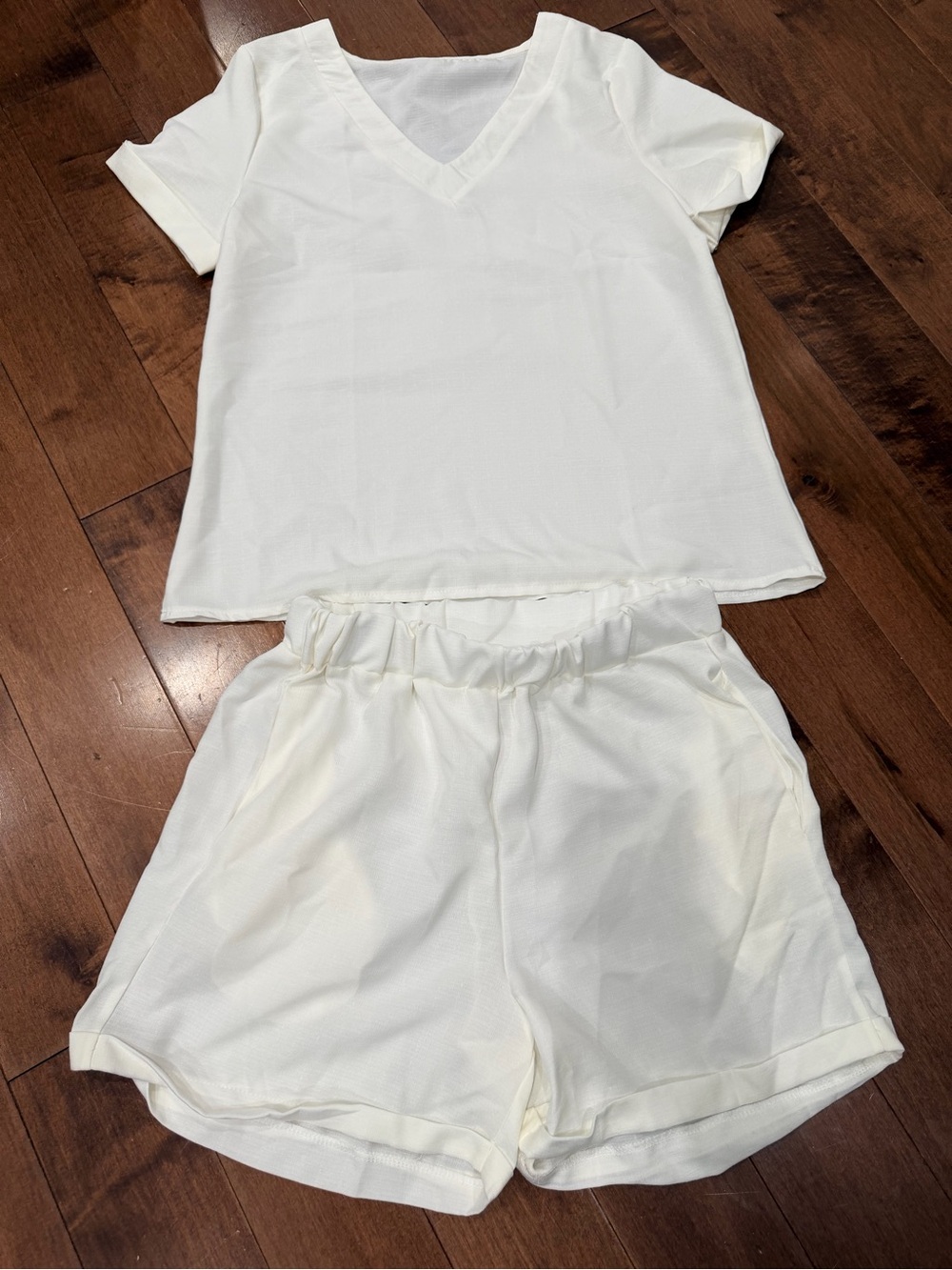 White Short Sleeve Set - Top & Shorts